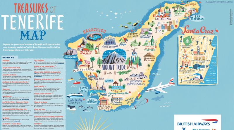 Карта Тенерифе: достопримечательности, пляжи и места силы